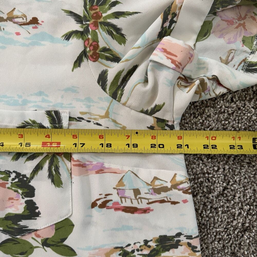 LC LAUREN CONRAD Tropical Floral Hawaiian Blouse Top Pocket Women’s Size Medium - Picture 7 of 8
